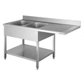 Spülzentrum Basic 16x6 mit 2 Becken links, Aufkantung und Grundboden