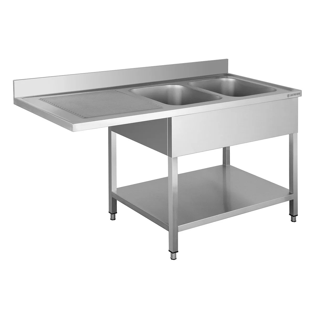 Spülzentrum Basic 16x7 mit 2 Becken rechts, Aufkantung und Grundboden