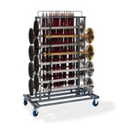 Feros Elegance Transportwagen für 16 Absperrpfosten und Absperrkordeln, Hammerschlag, 1290 x 760 x 1800 mm