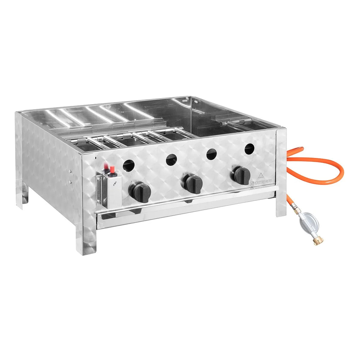 Kombibräter Gas mit 3 Brenner 10 kW, 650 x 570 x 270 mm