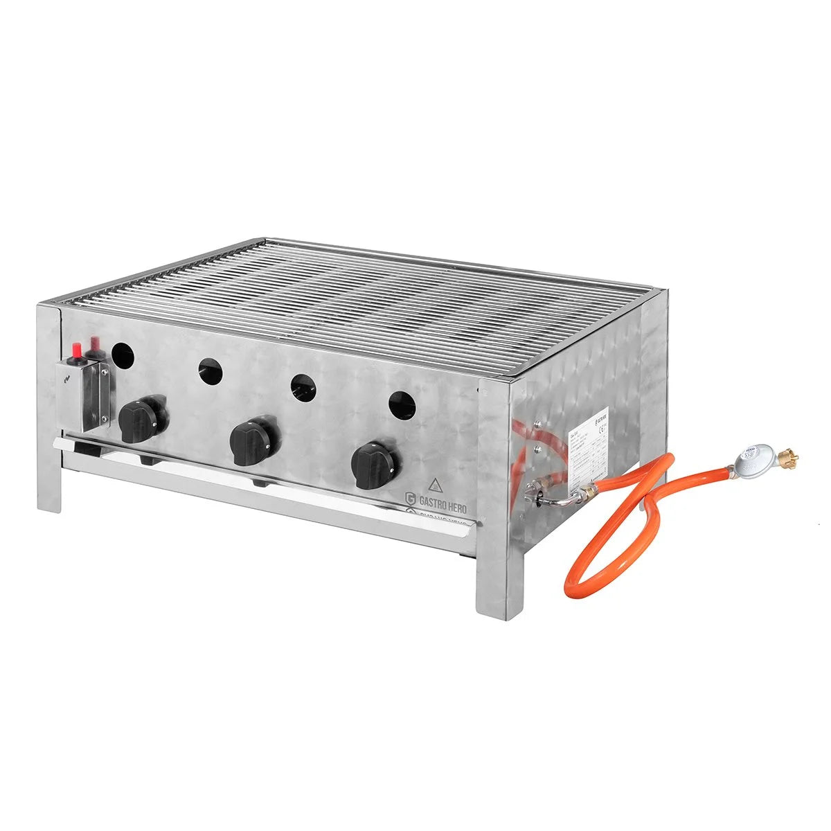 Kombibräter Gas mit 3 Brenner 10 kW, 650 x 570 x 270 mm