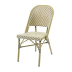 Feros Paris Bistrostuhl Rattan – Bambus-Weiß/Schwarz