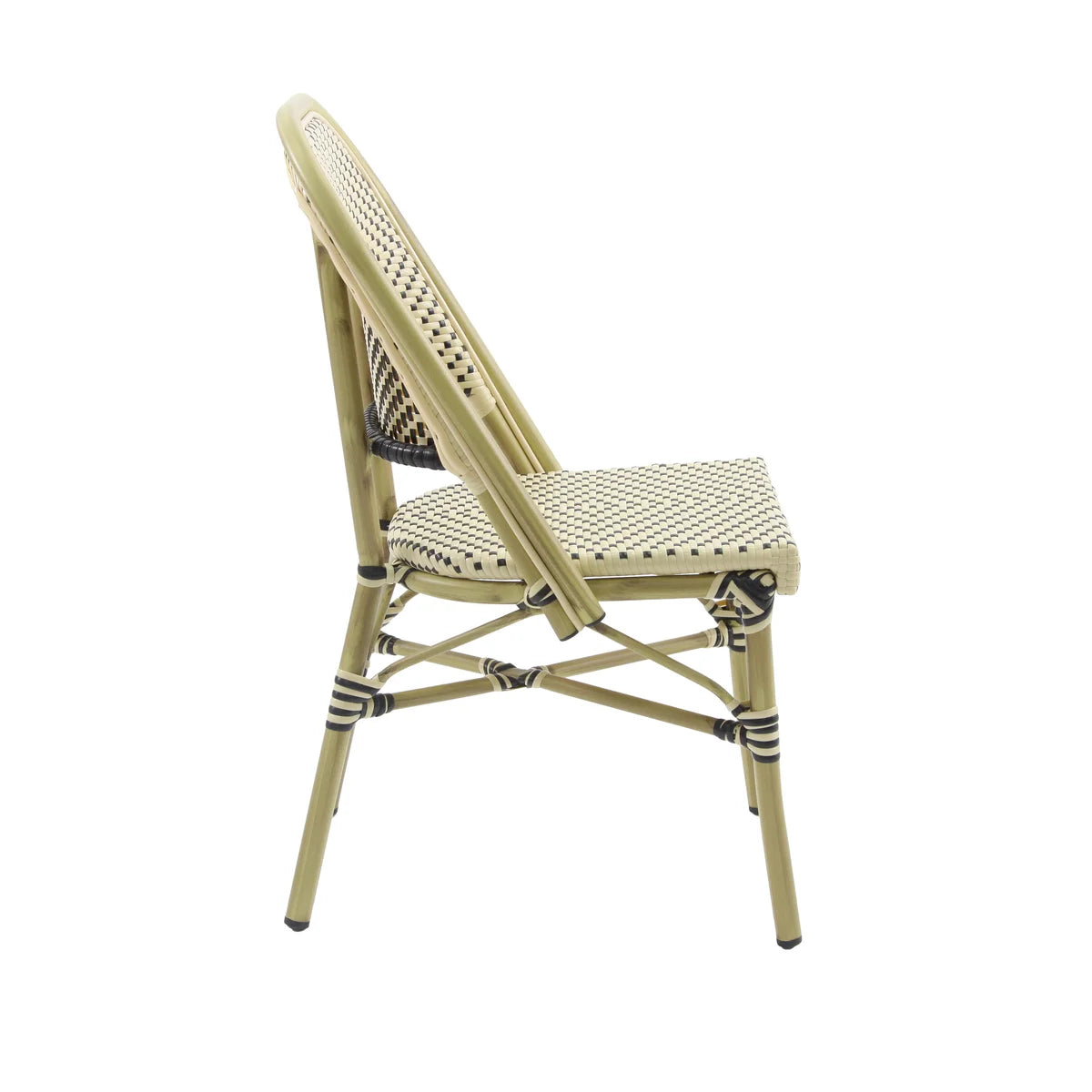 Feros Paris Bistrostuhl Rattan – Bambus-Weiß/Schwarz