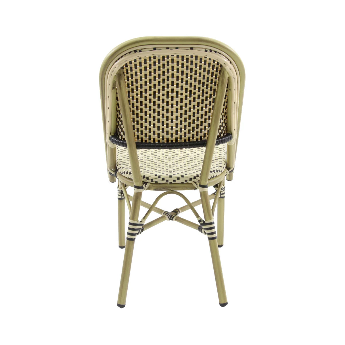 Feros Paris Bistrostuhl Rattan – Bambus-Weiß/Schwarz