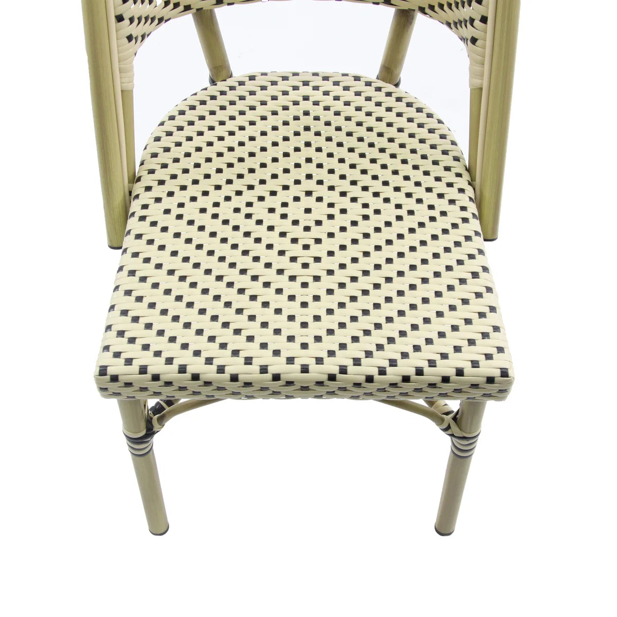 Feros Paris Bistrostuhl Rattan – Bambus-Weiß/Schwarz