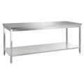 Edelstahl Arbeitstisch Basic 16x7 mit Grundboden, zur Selbstmontage