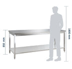 Edelstahl Arbeitstisch Basic 16x7 mit Grundboden, zur Selbstmontage