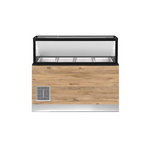 CLASSIC LINE Salattheke 4x 1/1GN, 150x88x134cm, schwarzer Granit, LED Beleuchtung