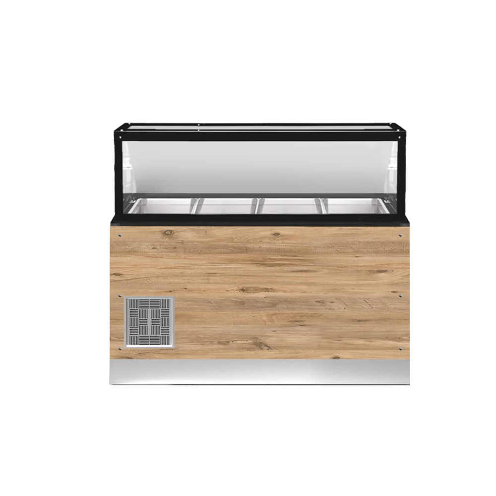 CLASSIC LINE Salattheke 4x 1/1GN, 150x88x134cm, schwarzer Granit, LED Beleuchtung