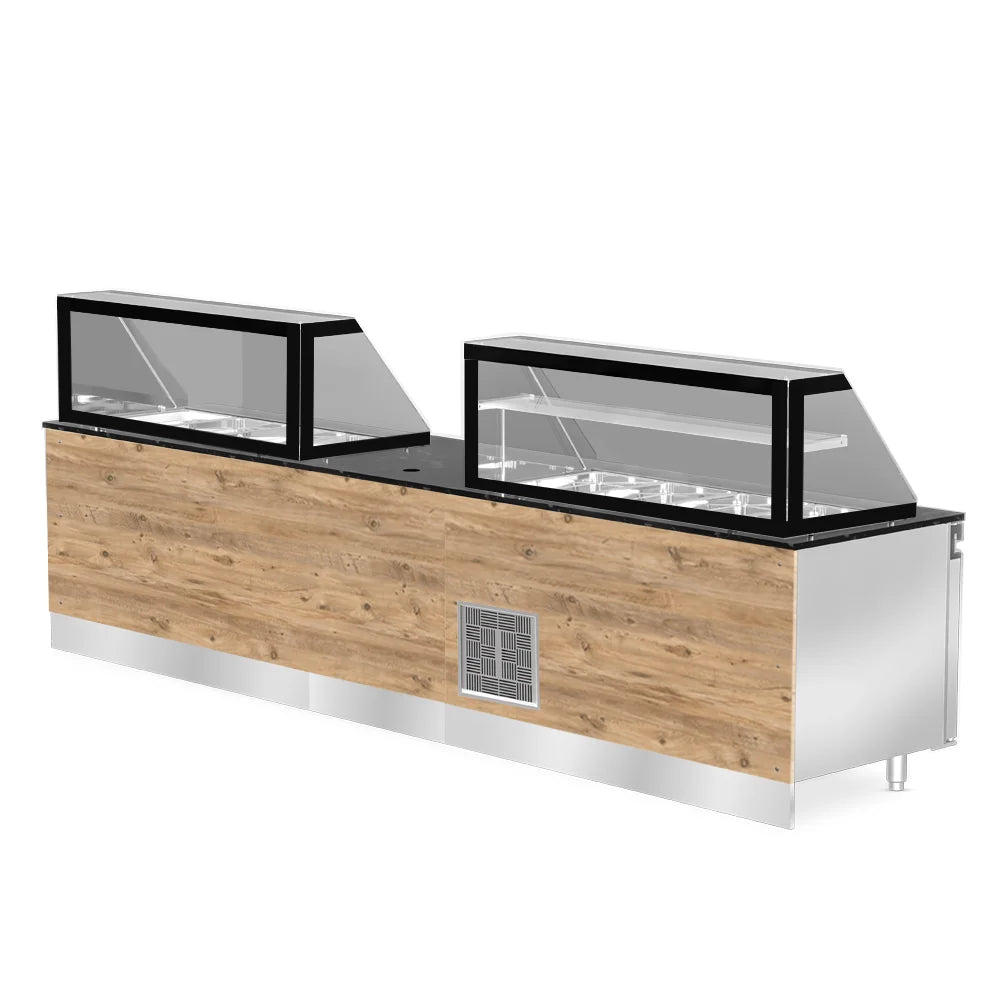 CLASSIC LINE Salattheke 3x 1/1GN, 110x88x134cm, schwarzer Granit, LED Beleuchtung