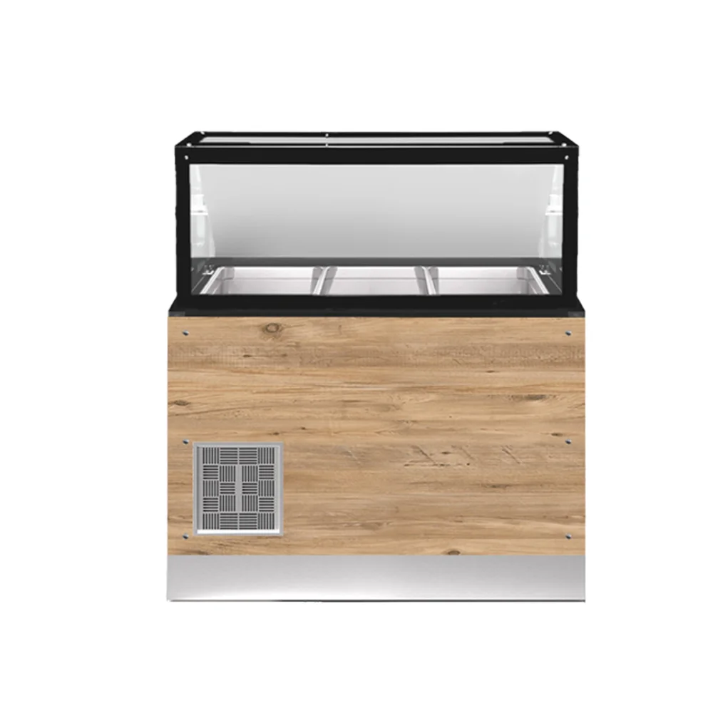 CLASSIC LINE Salattheke 3x 1/1GN, 110x88x134cm, schwarzer Granit, LED Beleuchtung