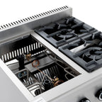 Gasherd ECO mit offenem Unterbau - 28,8 kW - 4 Brenner