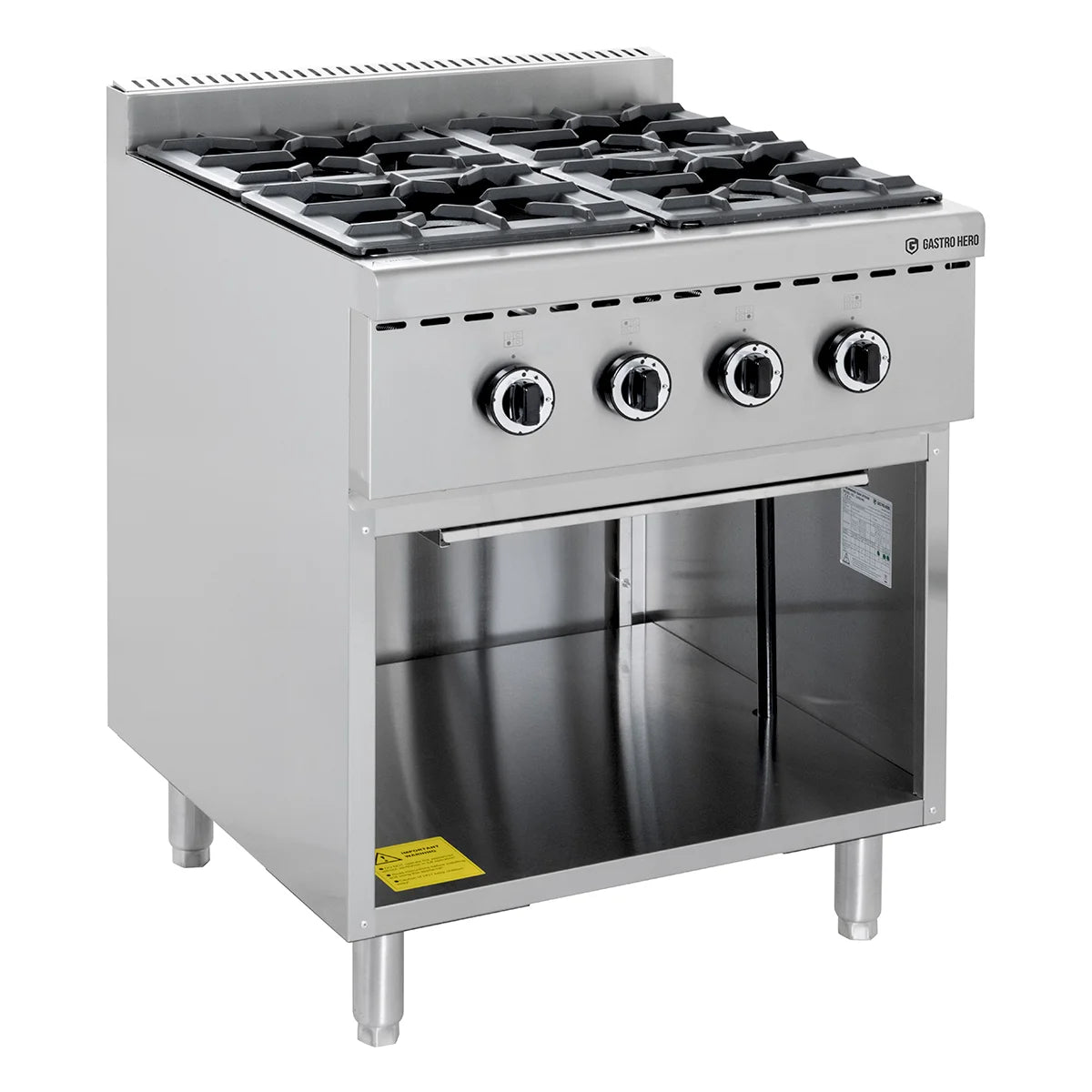 Gasherd ECO mit offenem Unterbau - 28,8 kW - 4 Brenner