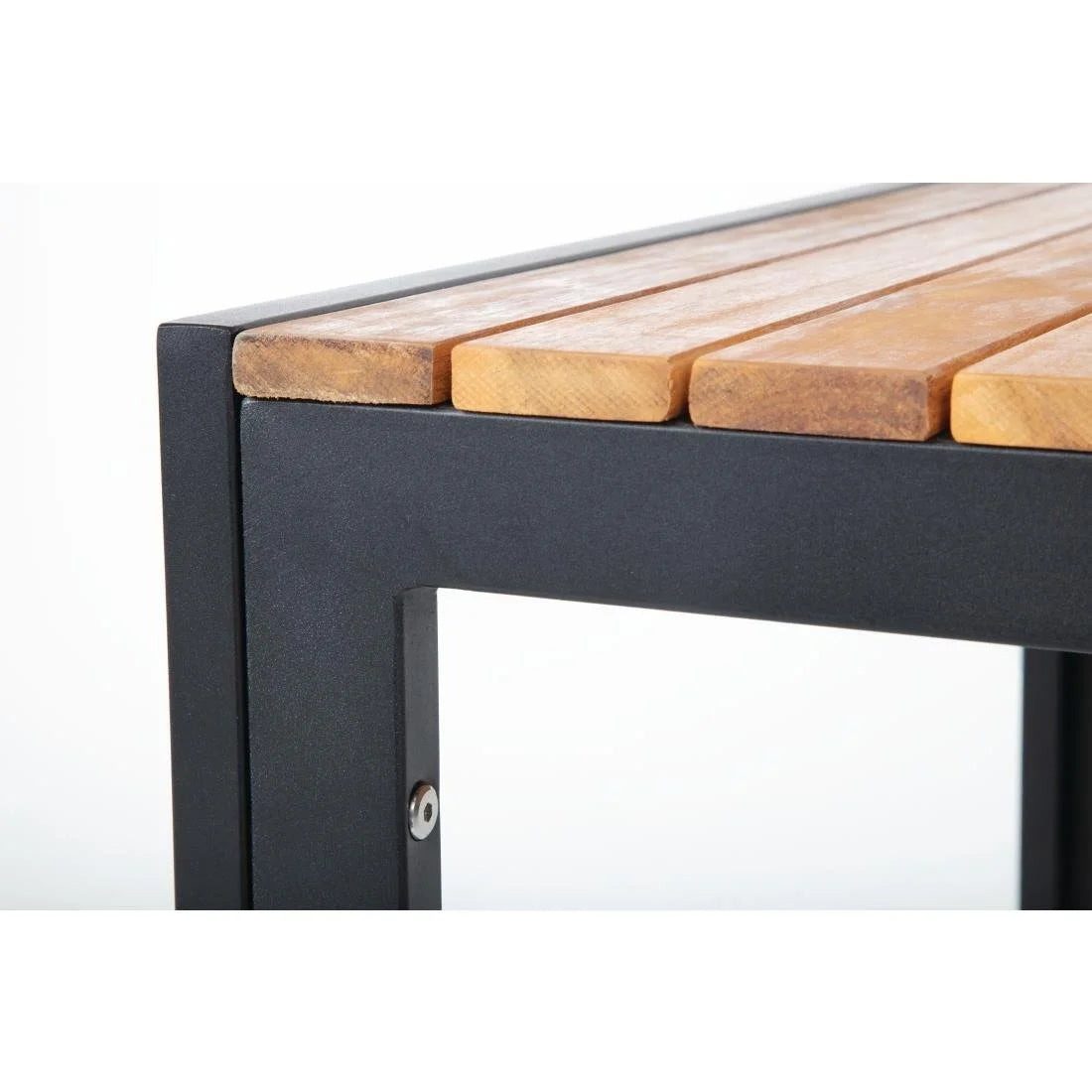 Bolero quadratischer Stahl- und Akazienholztisch 80cm