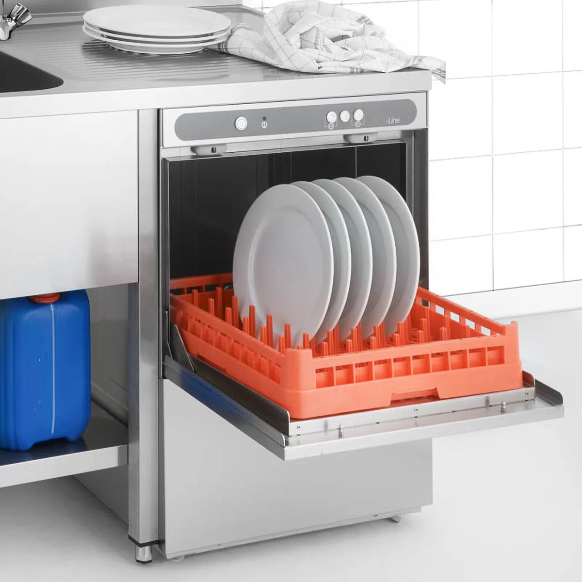 Geschirrspülmaschine ECO 50x50 cm Korbmaß, mit Reiniger- & Klarspüldosierer, mit Ablaufpumpe & Enthärter, Made in Europe, 400 Volt