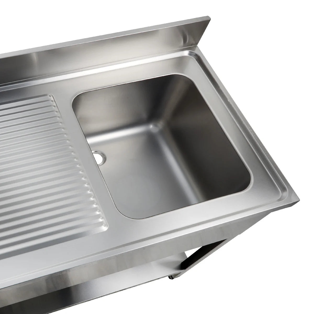 Spültisch Basic 10x6 mit 1 Becken rechts, Aufkantung und Grundboden
