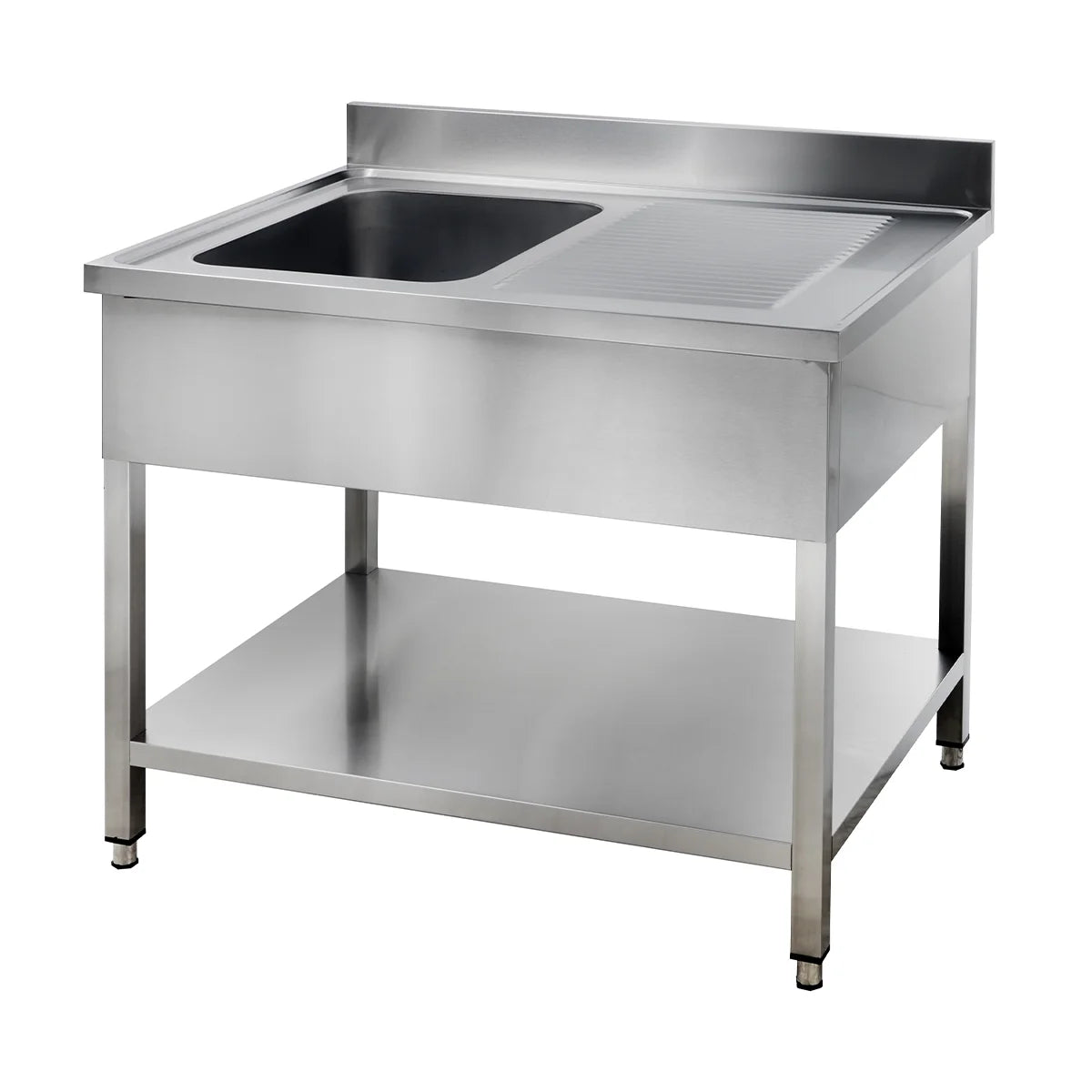 Spültisch Basic 12x7 mit 1 Becken links, Aufkantung und Grundboden