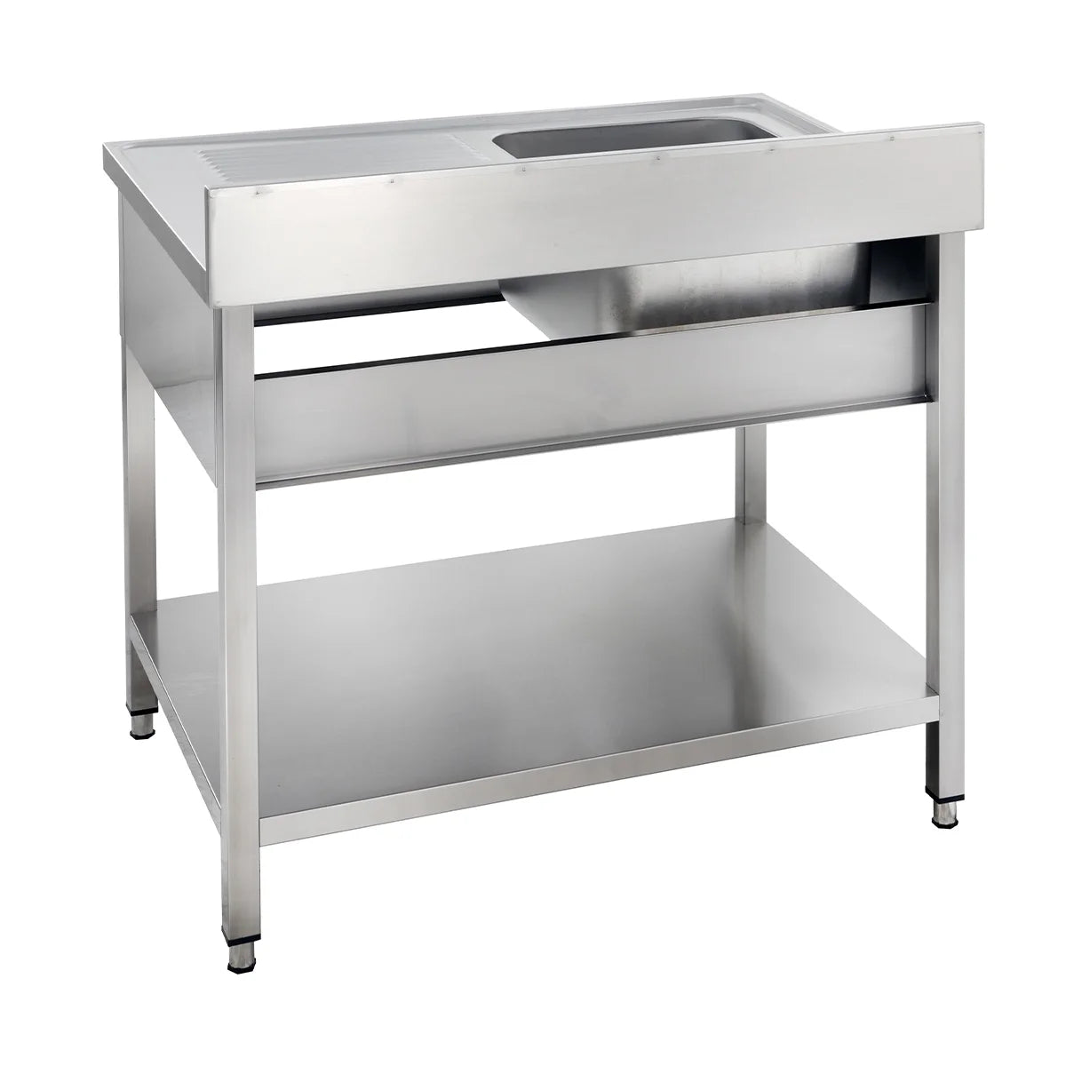 Spültisch Basic 12x7 mit 1 Becken links, Aufkantung und Grundboden