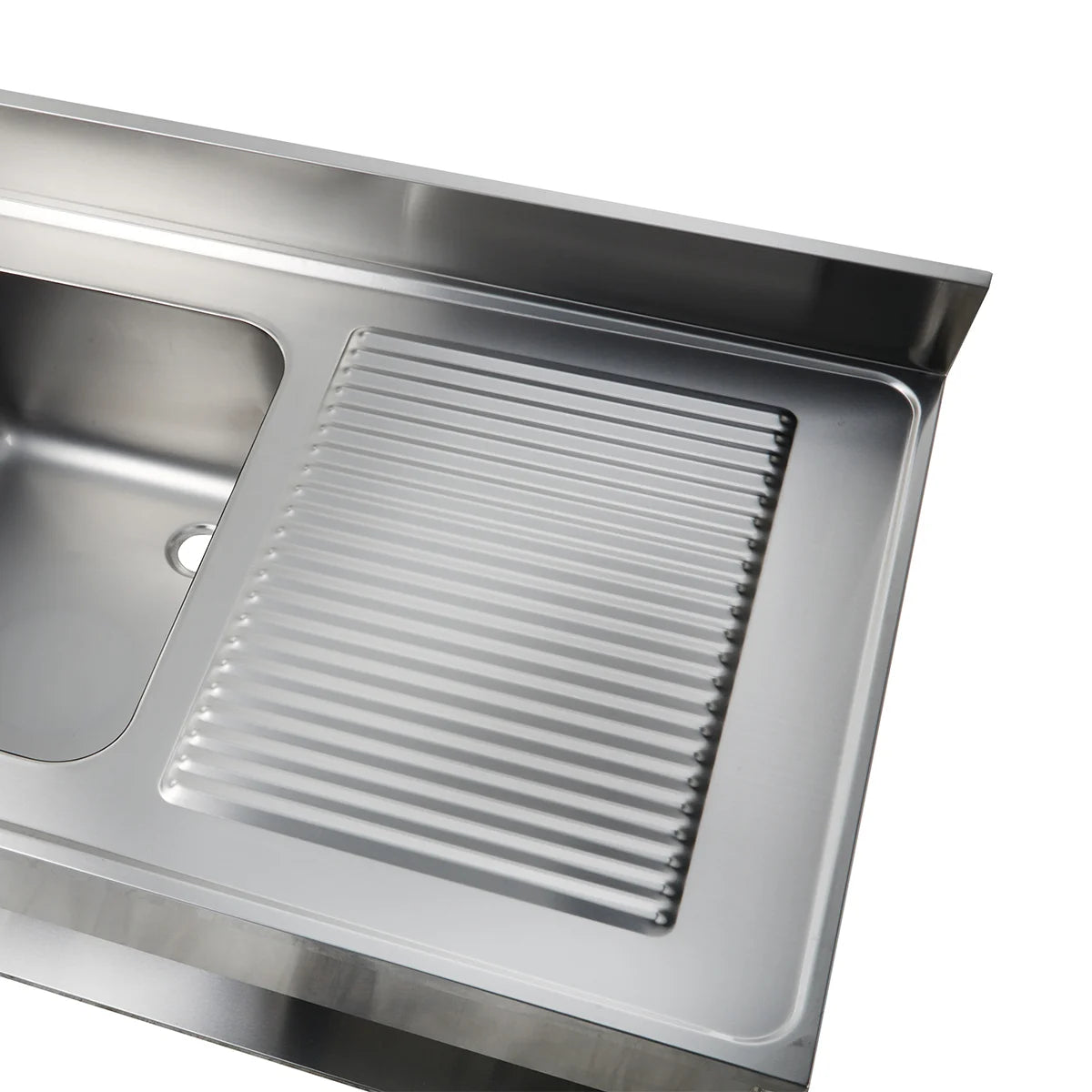 Spültisch Basic 12x7 mit 1 Becken links, Aufkantung und Grundboden