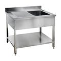Spültisch Basic 12x6 mit 1 Becken rechts, Aufkantung und Grundboden