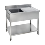 Spültisch Basic 12x7 mit 1 Becken links, Aufkantung und Grundboden