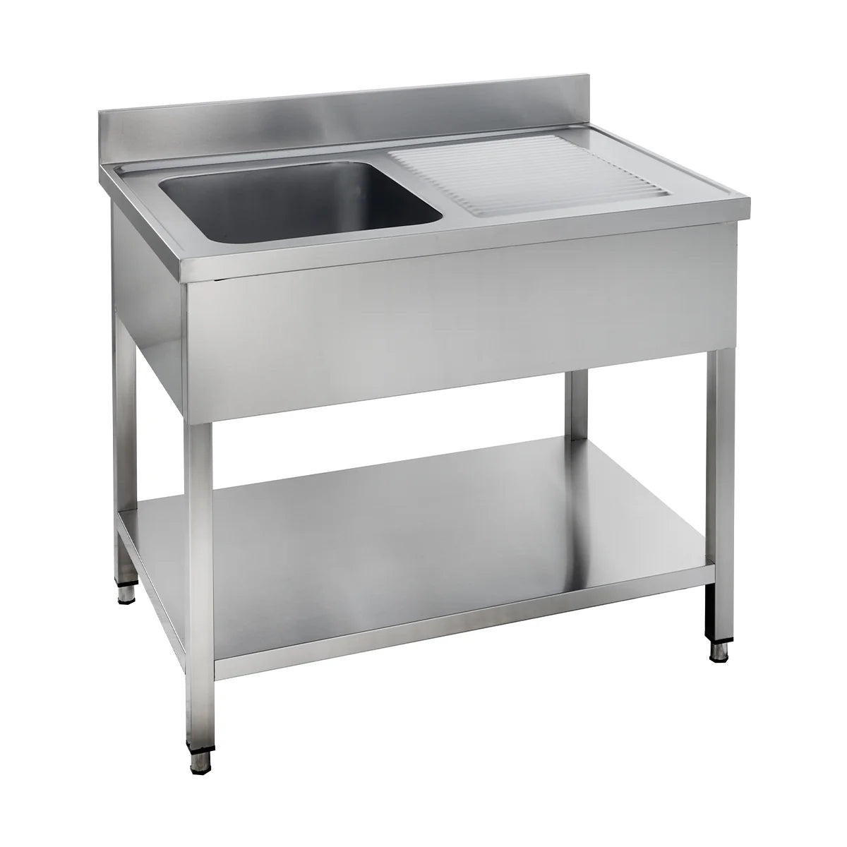 Spültisch Basic 12x7 mit 1 Becken links, Aufkantung und Grundboden
