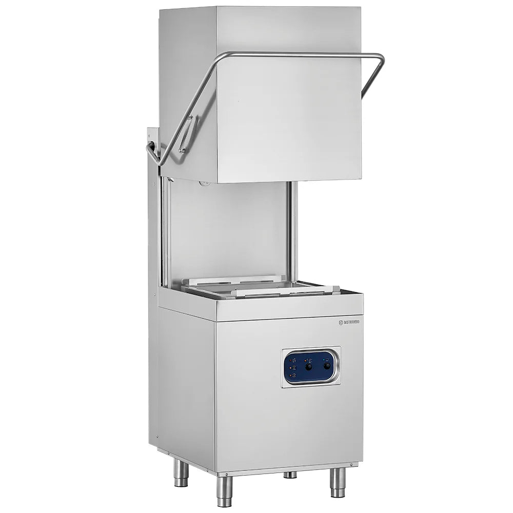 Haubenspülmaschine ECO 50x50 cm Korbmaß, mit Reiniger- & Klarspüldosierer, mit Ablaufpumpe, Made in Europe, 400 V