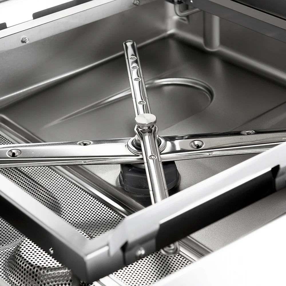 Haubenspülmaschine ECO 50x50 cm Korbmaß, mit Reiniger- & Klarspüldosierer, mit Ablaufpumpe, Made in Europe, 400 V