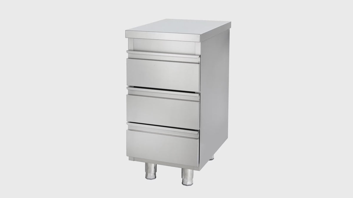 Edelstahl-Schubladenschrank BASIC 3er Einheit 600, AISI 201