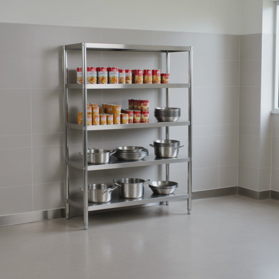 Edelstahl Regal Basic 1200x500x1800 mm, Selbstmontage