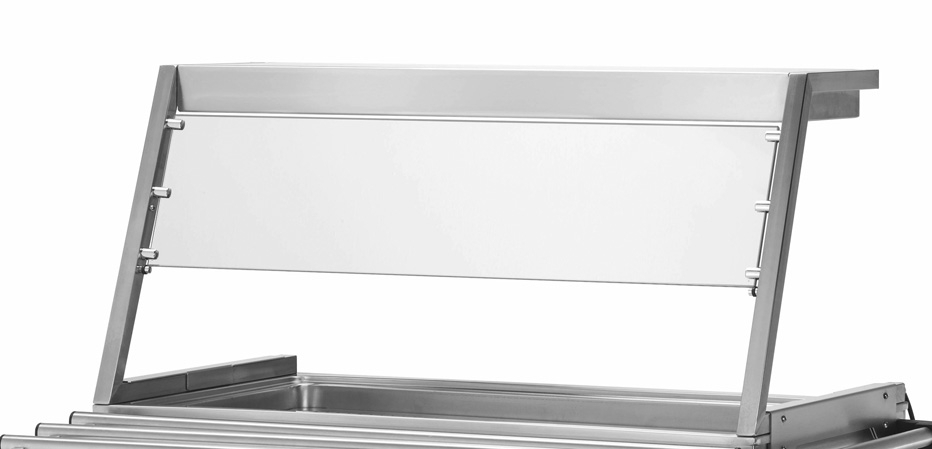 Aufsatz mit Hustenschutz ohne Beleuchtung für Bain-Marie Wagen PROFI 3x GN 1/1
