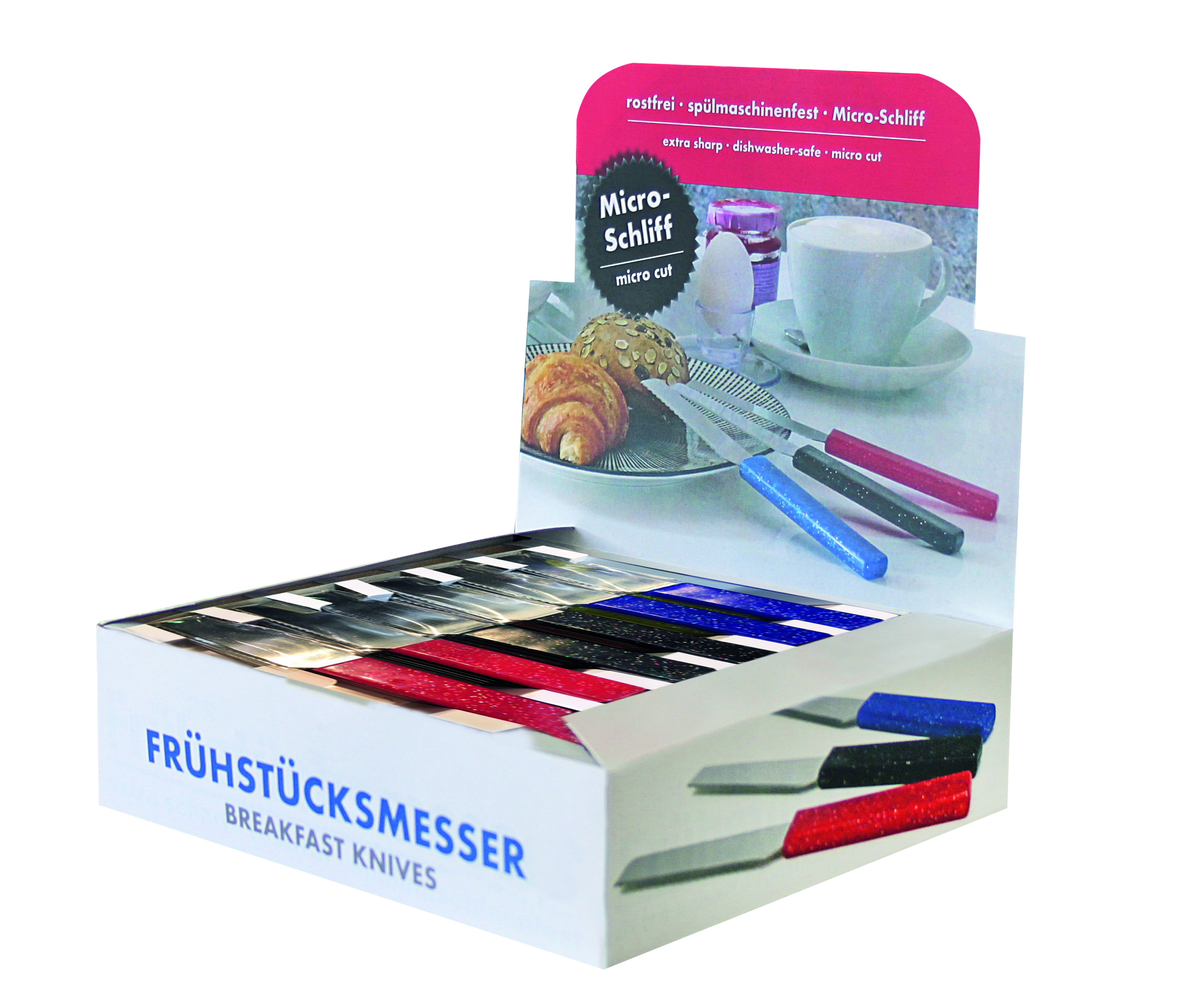 Schneider Theken-Display "Frühstücksmesser", 10 x schwarz, rot, blau