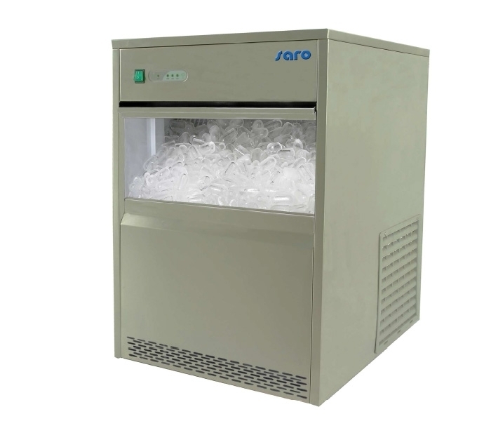 Saro Eiswürfelmaschine mit 6kg Vorratsbehälter, 26kg/24h - Gastro Eiswürfelbereiter, 0,22 kW, Festwasseranschluss, Luftgekühlt, Hohlkegel