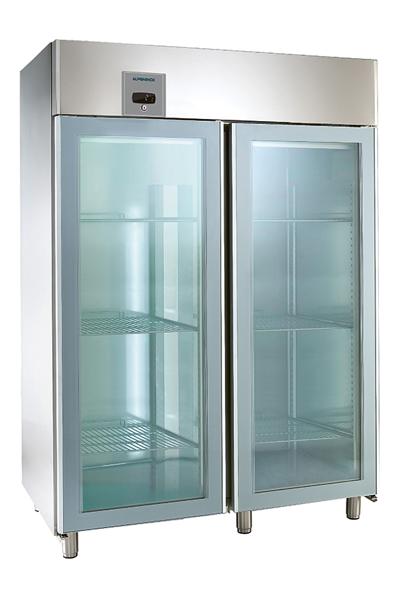Edelstahl COOL-LINE Glastürkühlschrank KU 1402-G BASE | Gastro Kühlschrank 2-türig
