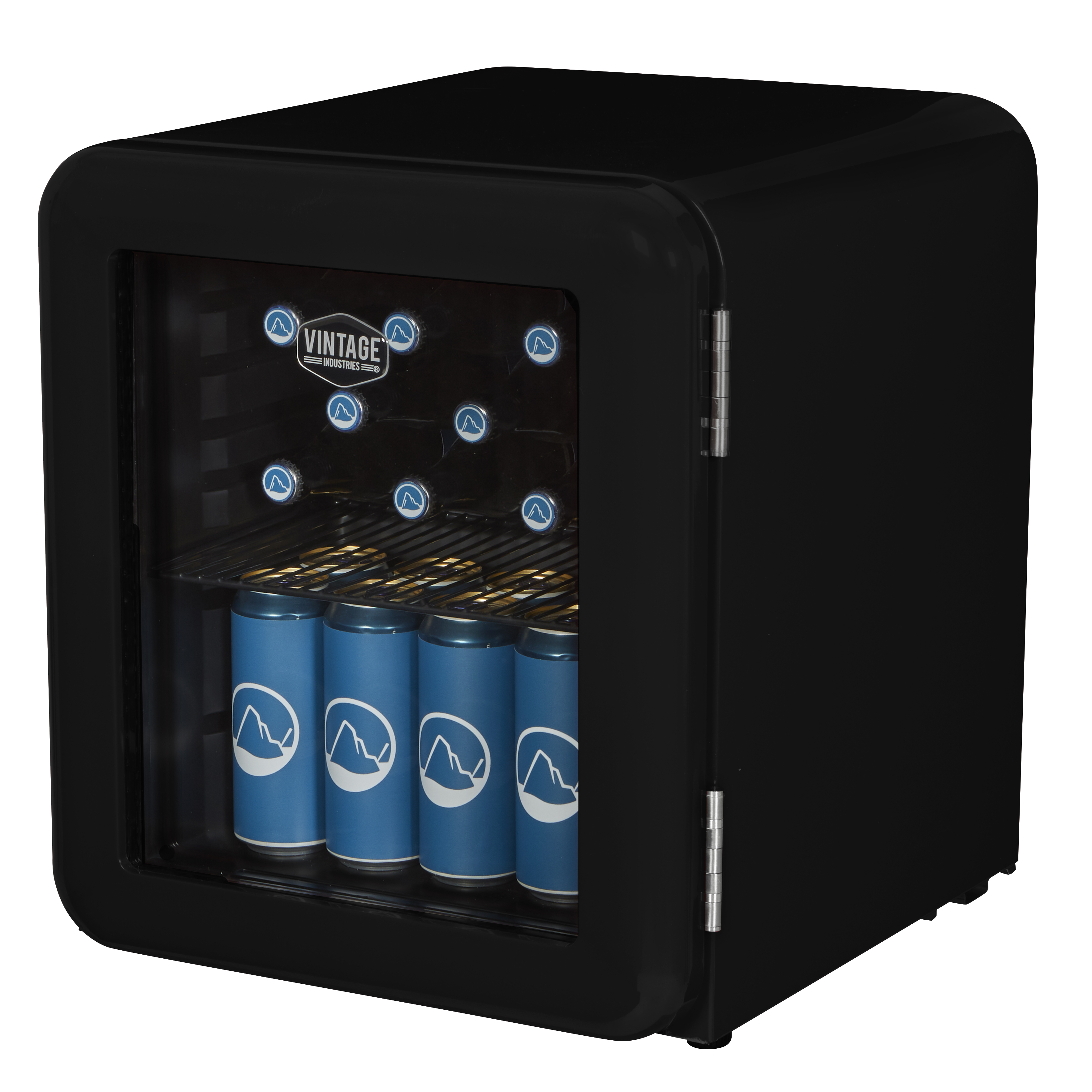 Gastro-Cool RC55 Minibar Retro Miami 46 Liter mit Glastür schwarz, Retro Design | Gastro Kühlschrank