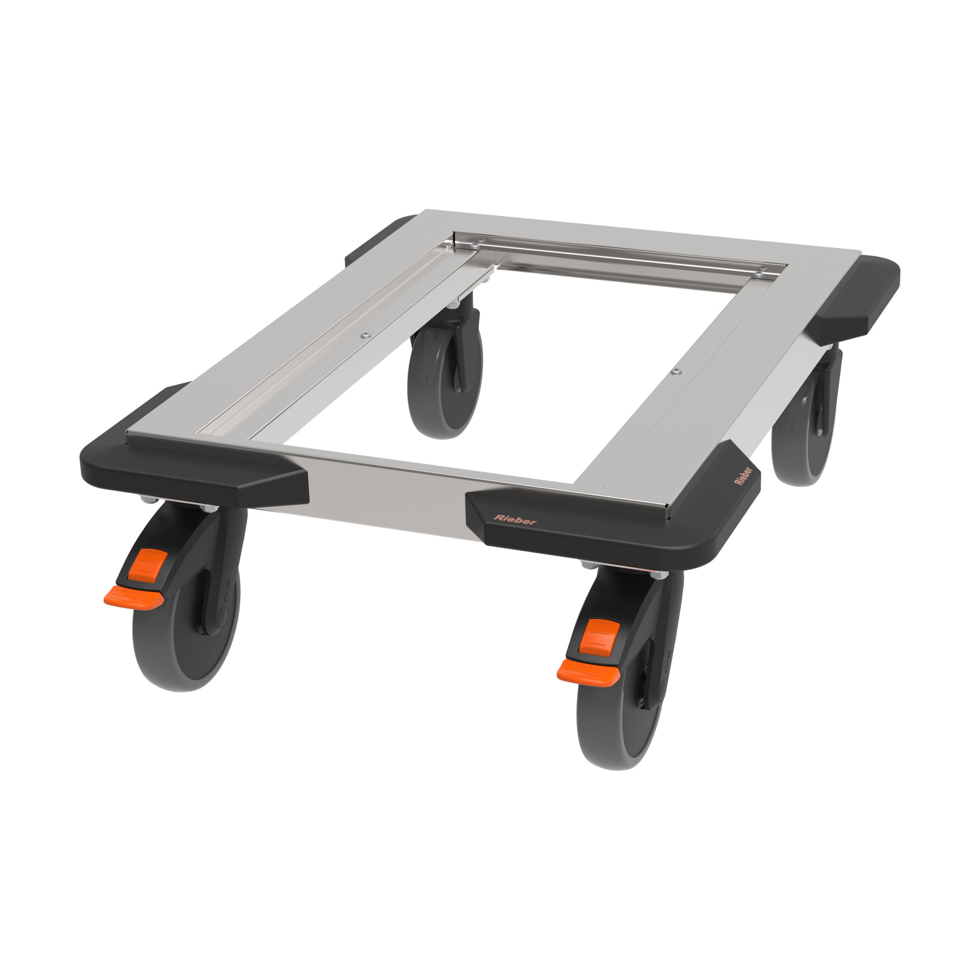 Rieber Edelstahl-Fahrgestell für thermoport Transport-Boxen aus Kunststoff