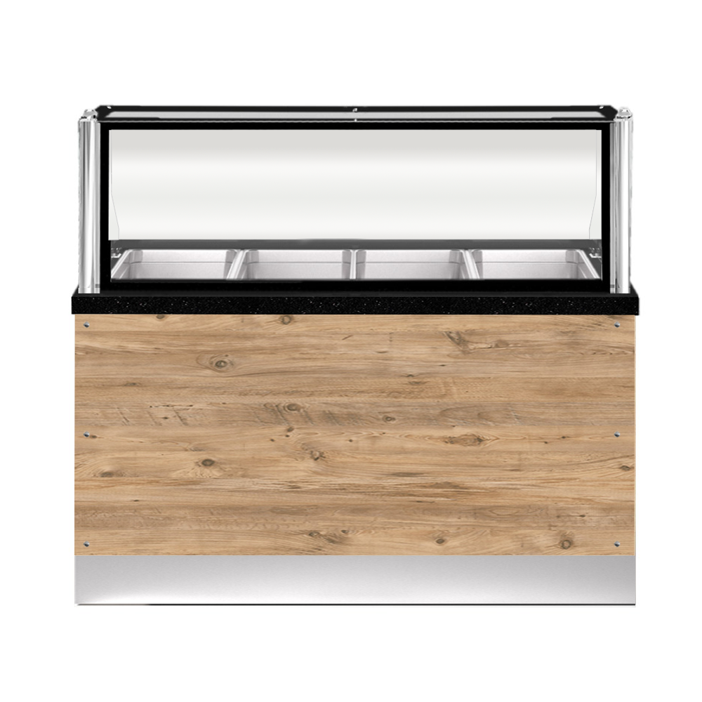 PRO LINE Bain-Marie 4x 1/1GN, 150x88x134cm, schwarzer Granit, LED Beleuchtung