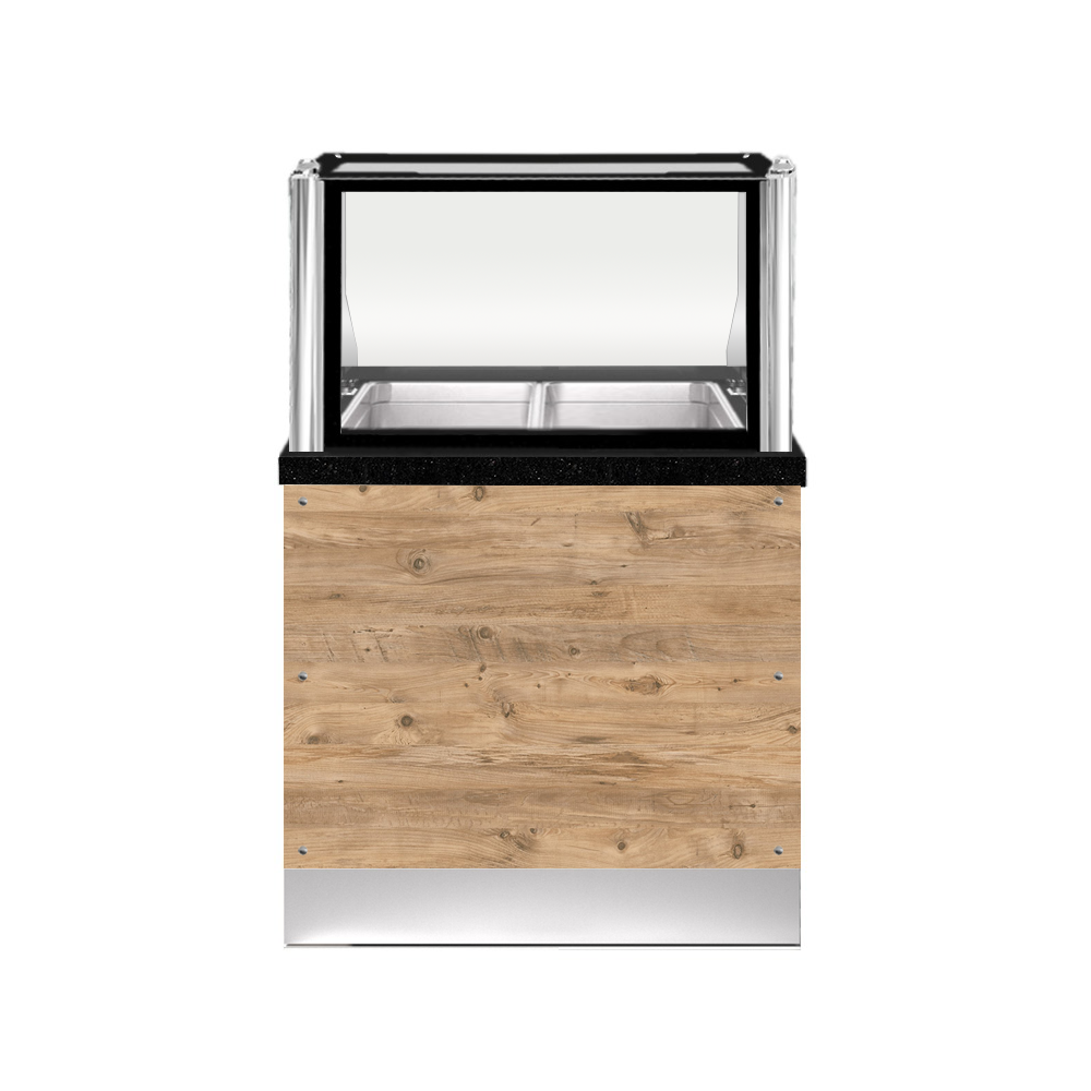 PRO LINE Bain-Marie 2x 1/1GN, 80x88x134cm, schwarzer Granit, LED Beleuchtung