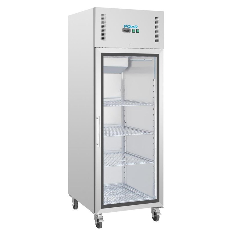 Edelstahl Polar G-Serie Gastro Kühlschrank 1-türig 600 Liter mit Glastür | Gastro Kühlschrank 1-türig