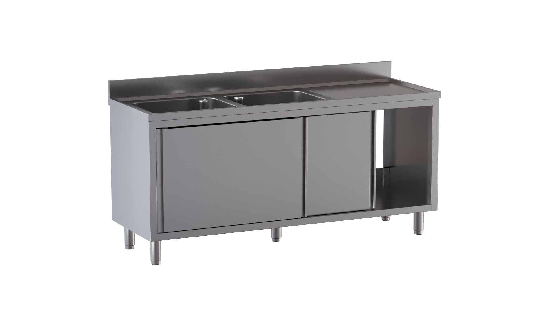 Spülschrank ECO 18x6 mit 2 Becken links | Spülenschrank, GastroHero