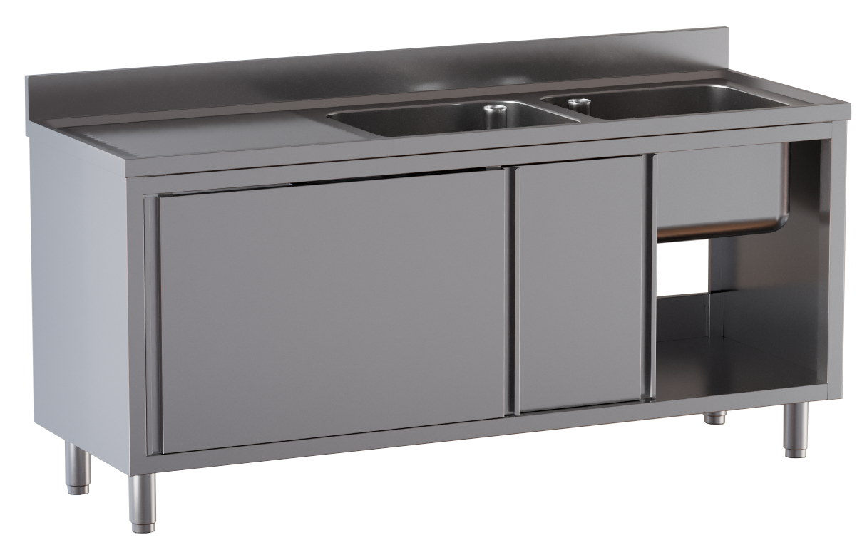 Spülschrank ECO 16x6 mit 2 Becken rechts | Spülenschrank, GastroHero