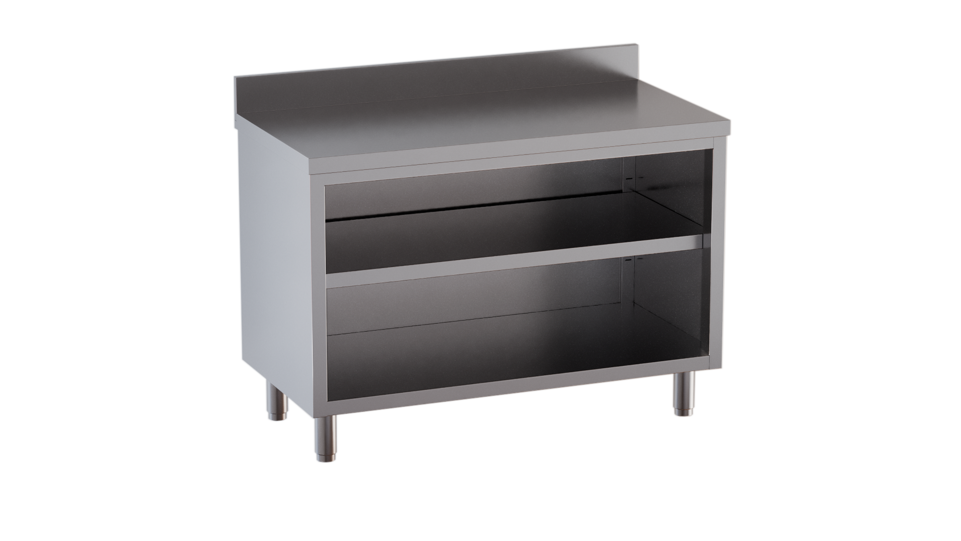 Edelstahl-Arbeitsschrank ECO 6x7 offen mit Aufkantung
