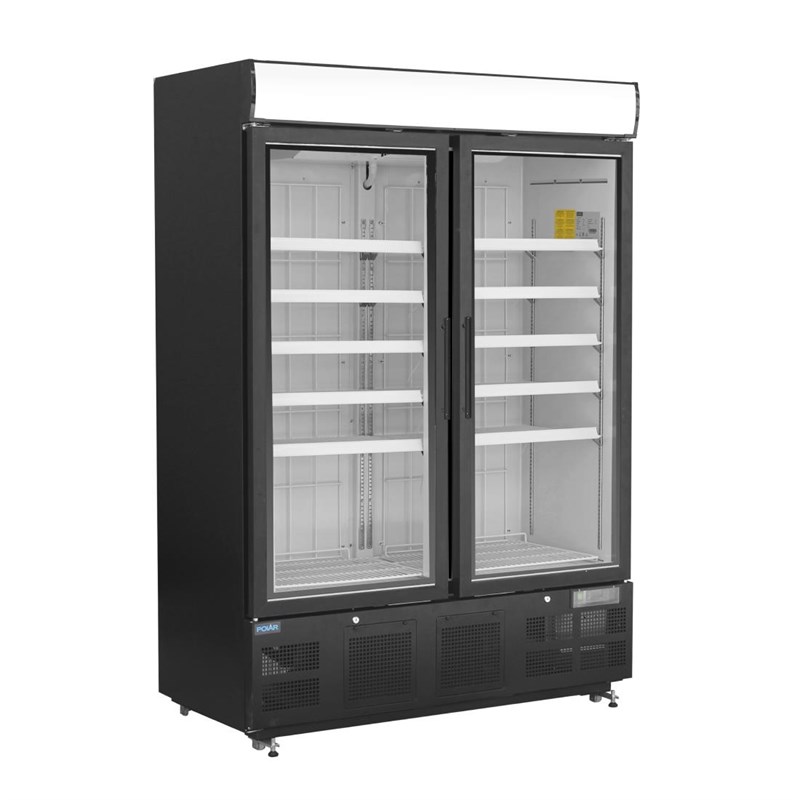 Gastro Polar G-Serie Gefrierschrank 920 Liter mit Glastür, schwarz | Gefrierschrank Edelstahl | Gewerbe Tiefkühlschrank