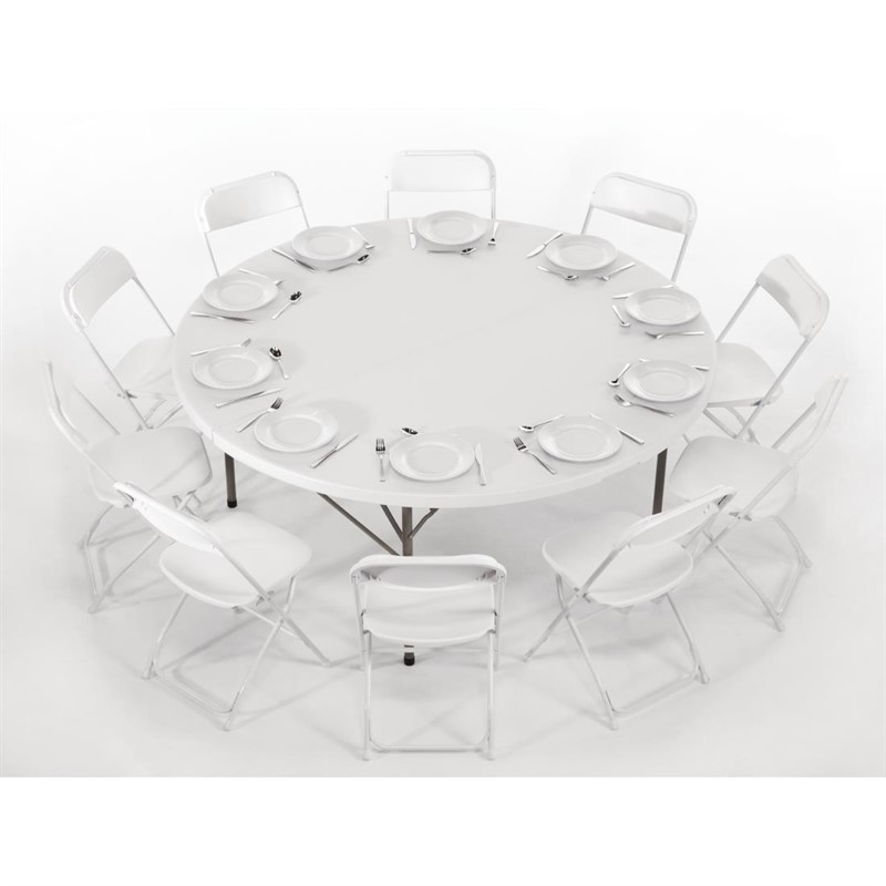 Bolero runder Klapptisch weiß 183cm für Gastro & Gewerbe