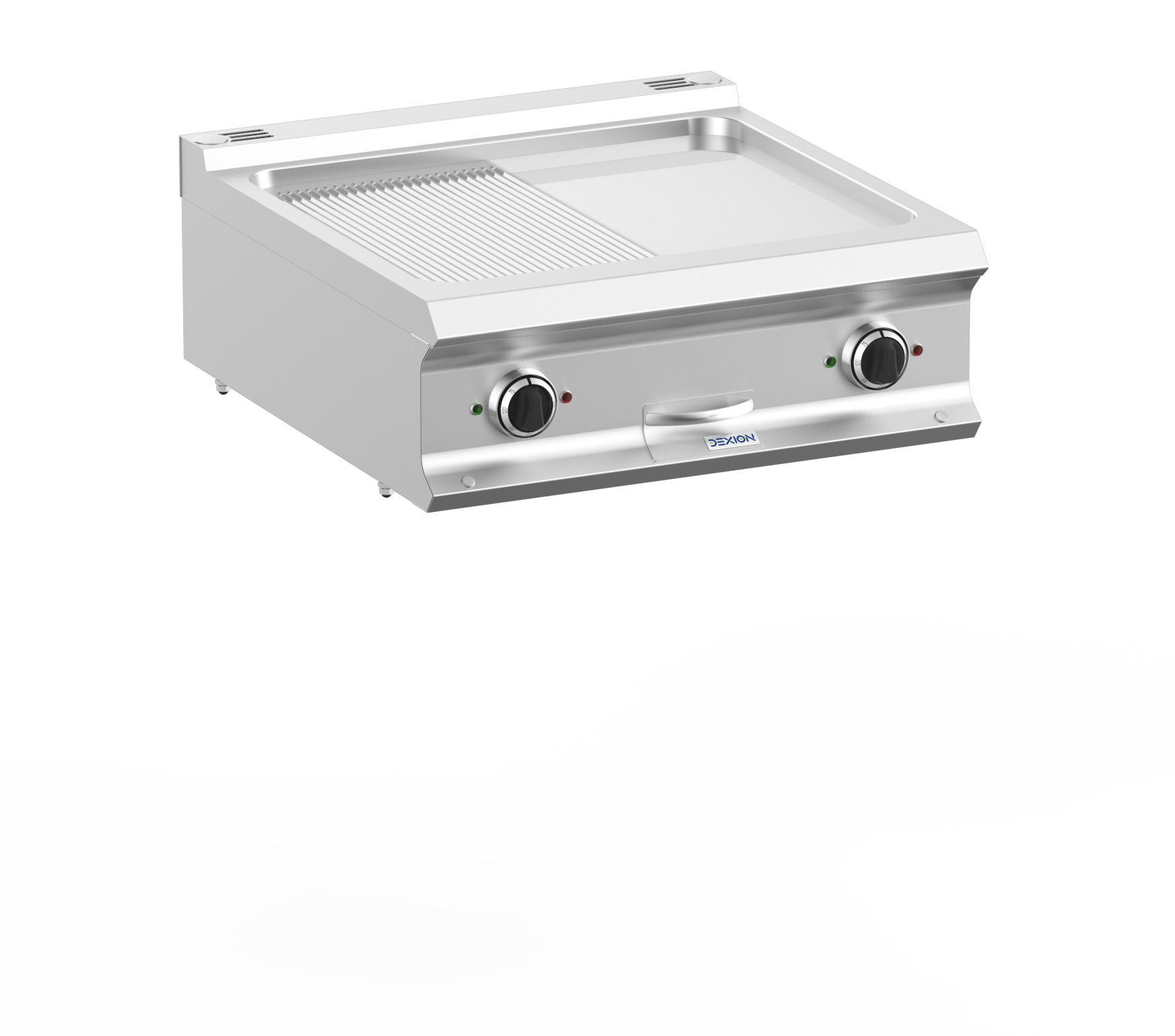 Elektrogrillplatte Dexion Lux 700 - 70/73 - ½ glatt, ½ gerillt, verchromt, Tischgerät - 10 kW | Griddleplatte | Plancha Grill | Bratplatte