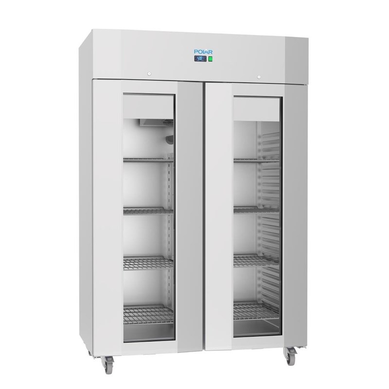 Gastro Polar U-Serie Gastro Gefrierschrank 1400 Liter mit Glastür, hohe Energieeffizienz | Gefrierschrank Edelstahl | Gewerbe Tiefkühlschrank