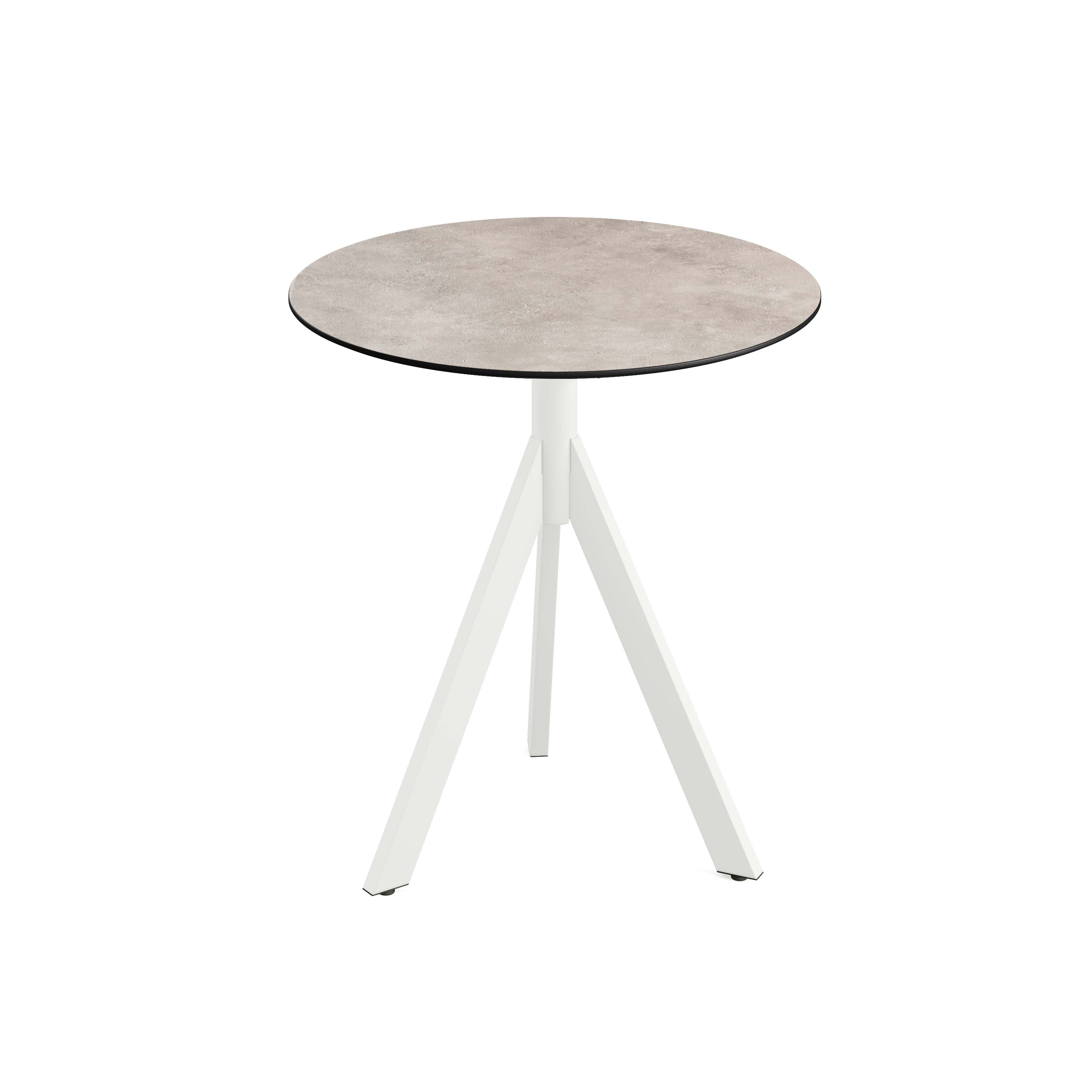Feros Infinity Tripod Terrassentisch Weiß frame + Moonstone HPL Ø70 cm für Gastro & Gewerbe