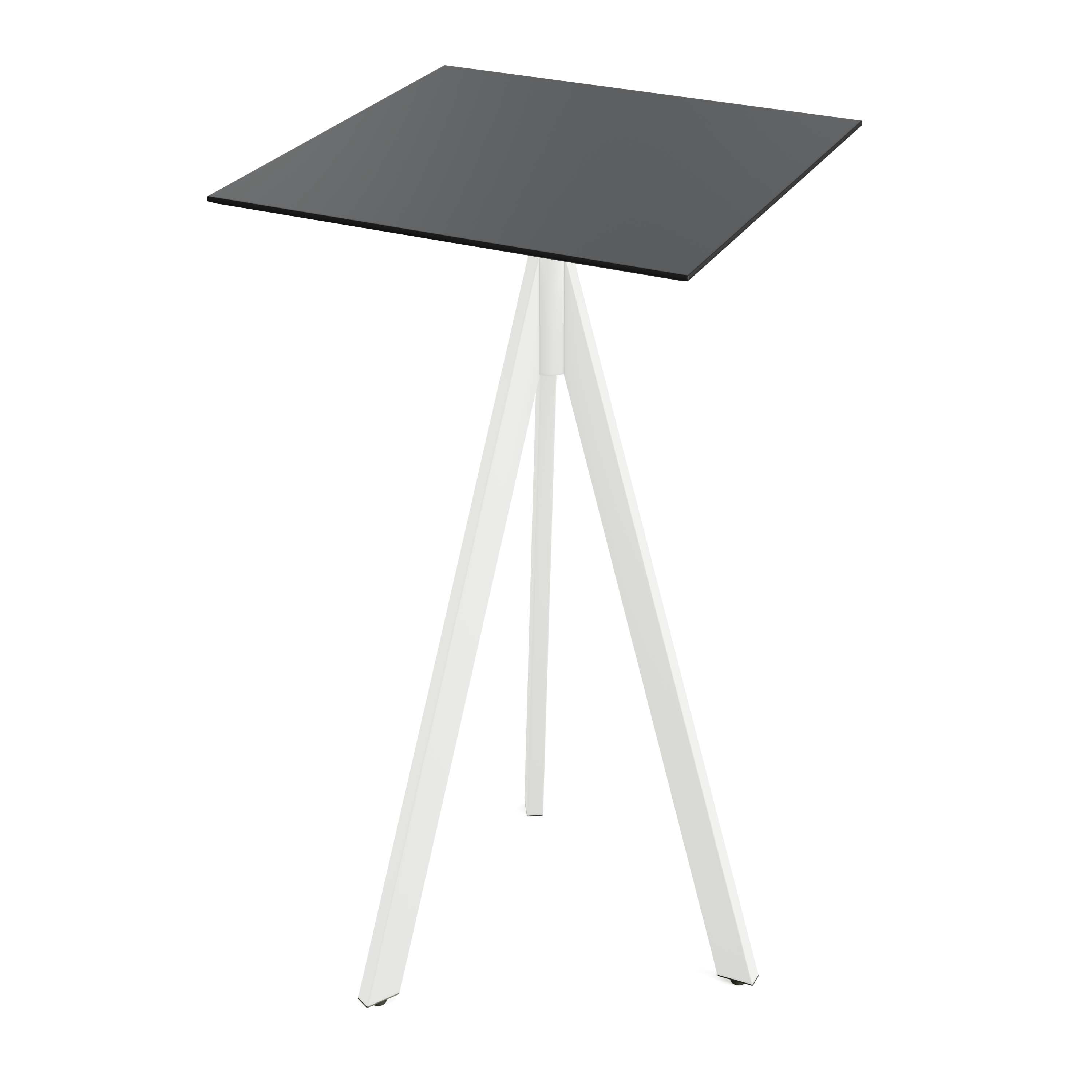Feros Infinity Tripod Stehtisch Weiß frame + Schwarz HPL 70x70 cm für Gastro & Gewerbe