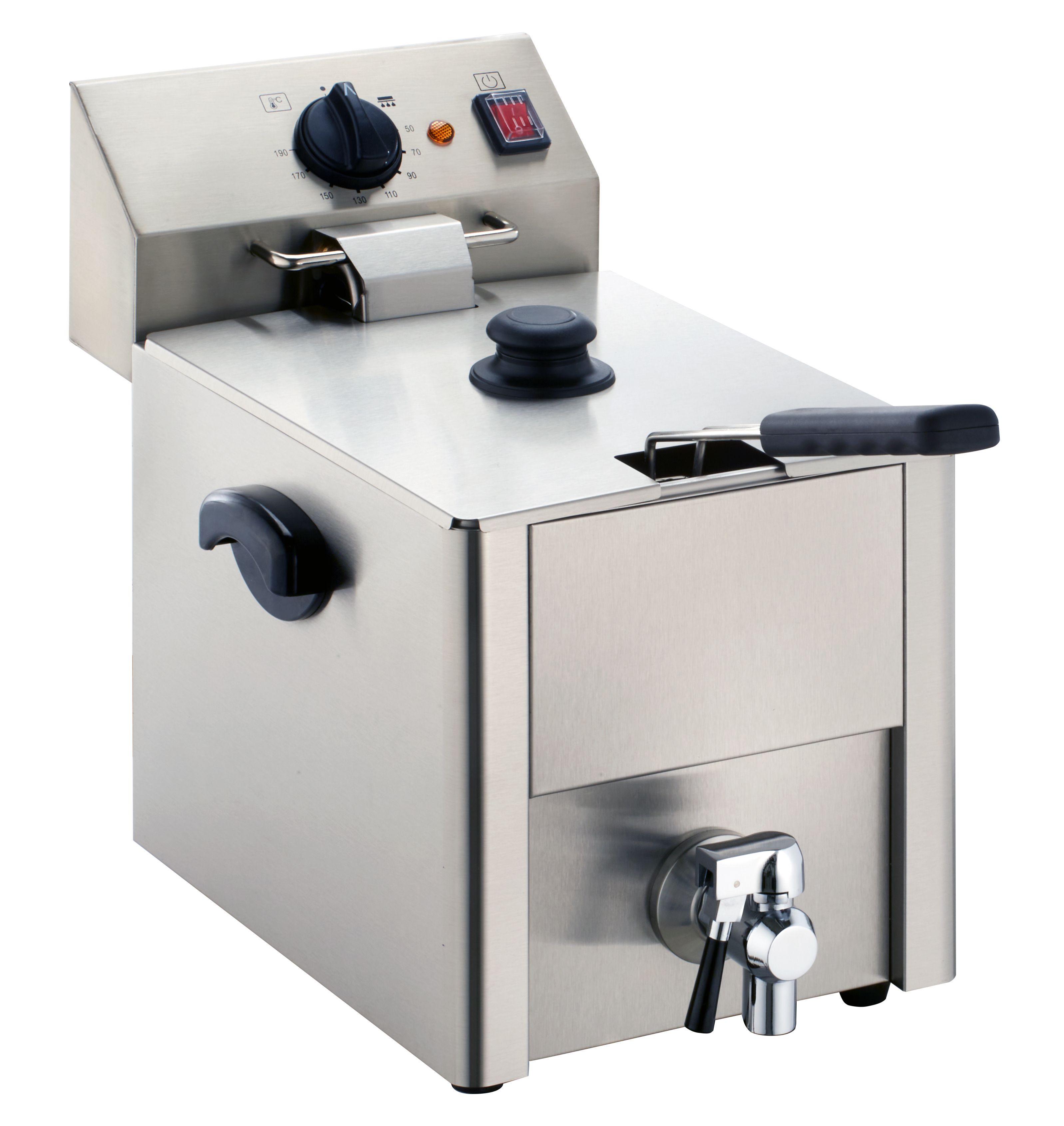 Gastro Elektro-Fritteuse ECO 10 Liter mit Ablasshahn, Gastro Fritteuse, 1 Becken, 3,25 kW, inkl. 1 Frittierkorb / Friteuse