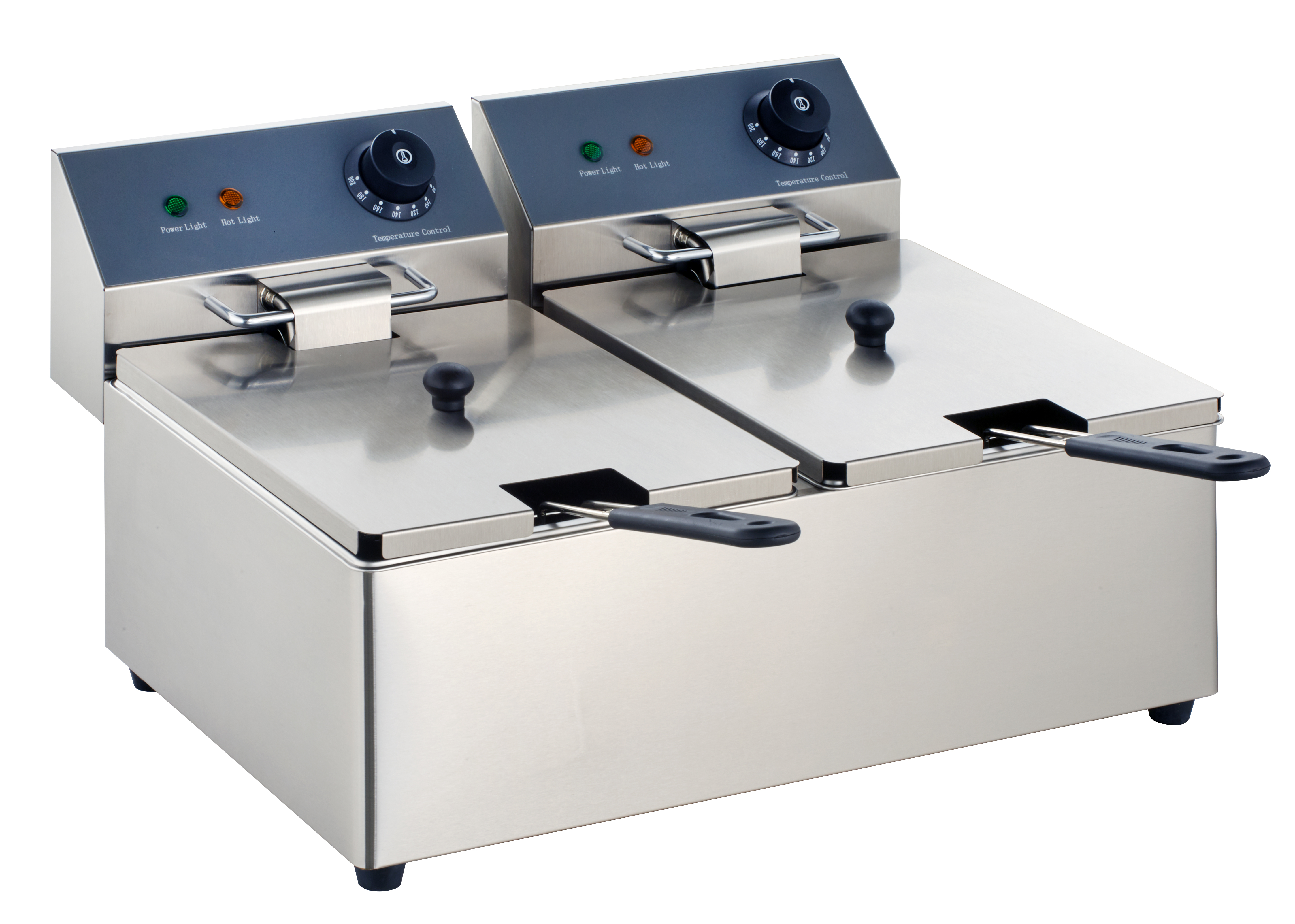 Gastro GastroHero Elektro-Doppel-Fritteuse ECO 6+6 Liter, Gastro Fritteuse, 2 Becken, 230 V, inkl. 2 Frittierkörbe, Edelstahl / Friteuse